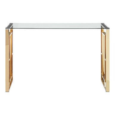 Allure Console Table With Gold Legs And Glass Top - Bargainia.com - 5018705438733