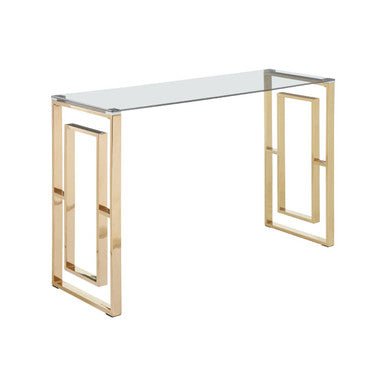 Allure Console Table With Gold Legs And Glass Top - Bargainia.com - 5018705438733
