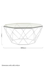 Allure Hexagon Tempered Glass Chrome Coffee Table - Bargainia.com - 5018705388793