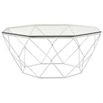 Allure Hexagon Tempered Glass Chrome Coffee Table - Bargainia.com - 5018705388793