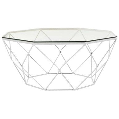 Allure Hexagon Tempered Glass Chrome Coffee Table - Bargainia.com - 5018705388793