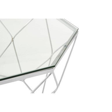 Allure Hexagon Tempered Glass Chrome Coffee Table - Bargainia.com - 5018705388793