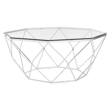 Allure Hexagon Tempered Glass Chrome Coffee Table - Bargainia.com - 5018705388793