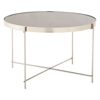 Allure Large Grey Mirror Round Side Table - Bargainia.com - 5018705389738