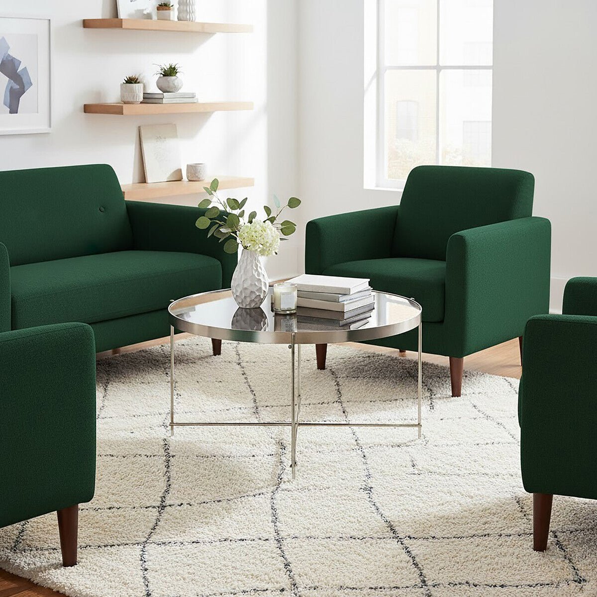 Allure Large Grey Mirror Round Side Table - Bargainia.com - 5018705389738