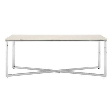 Allure White Faux Marble Chrome Coffee Table - Bargainia.com - 5018705389219