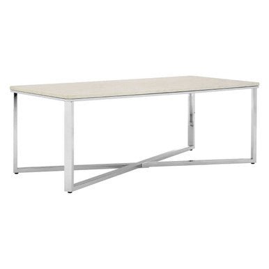 Allure White Faux Marble Chrome Coffee Table - Bargainia.com - 5018705389219
