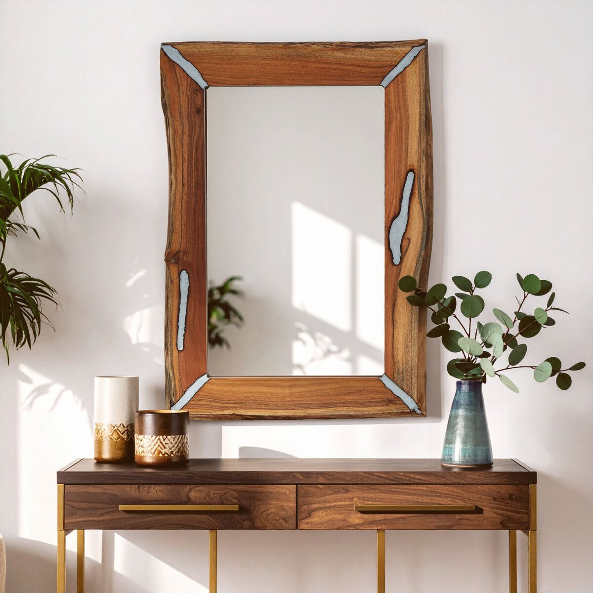Almora Acacia Wood Wall Mirror - Bargainia.com - 5018705451442
