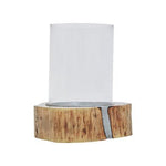 Almora Large Acacia and Glass Hurricane Candle Holder - Bargainia.com - 5018705451664