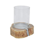 Almora Large Acacia and Glass Hurricane Candle Holder - Bargainia.com - 5018705451664