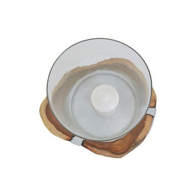 Almora Large Acacia and Glass Hurricane Candle Holder - Bargainia.com - 5018705451664