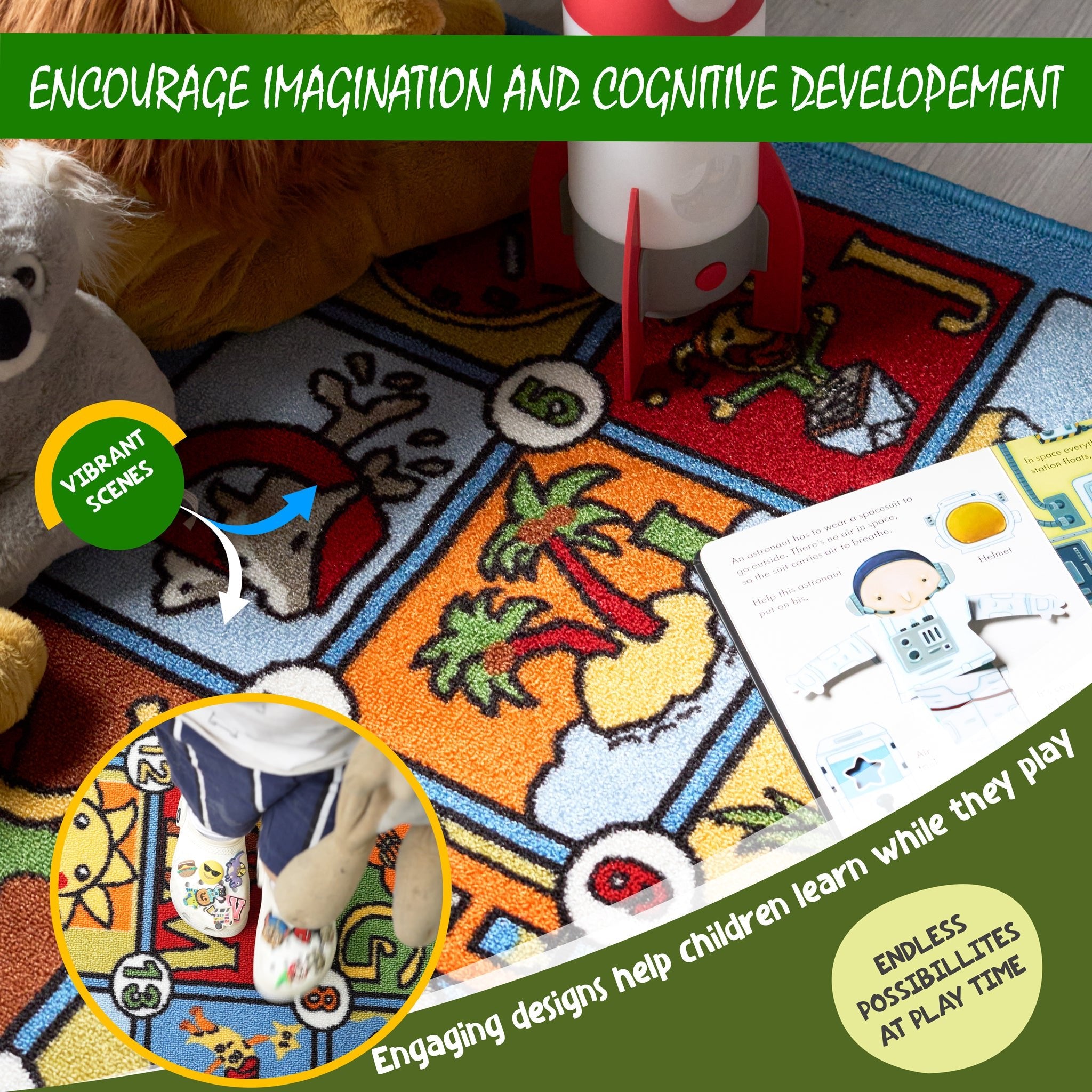 Alphabet Play Mat Nursery Play Room Non Slip Rug Alphabet Kids Play Mat Clearance