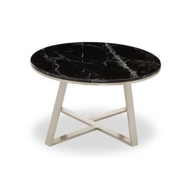 Alvaro Round Coffee Table With Black Marble Top - Bargainia.com - 5018705475721