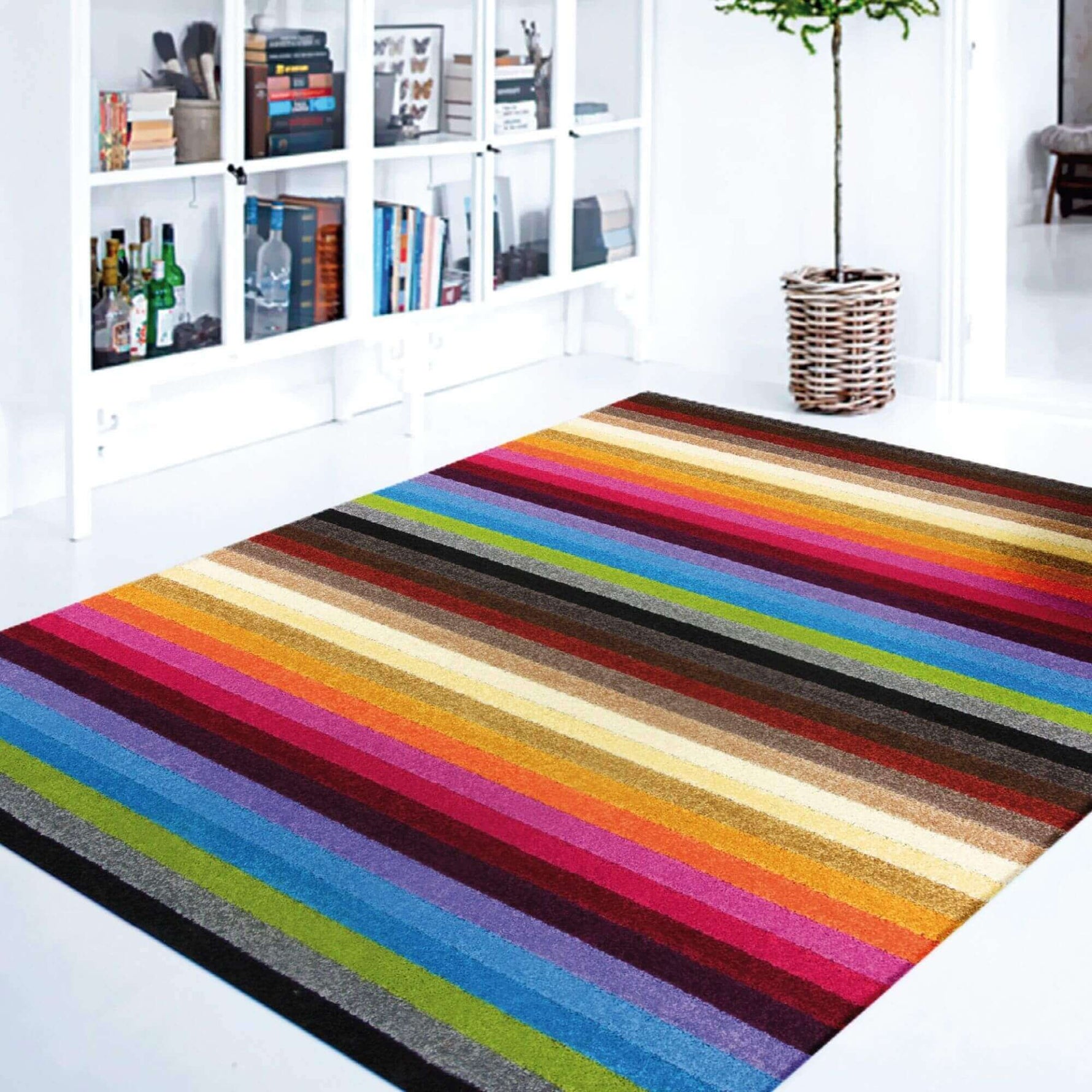 Alya Striped Multicolour Rugs | 117M - Bargainia.com - 