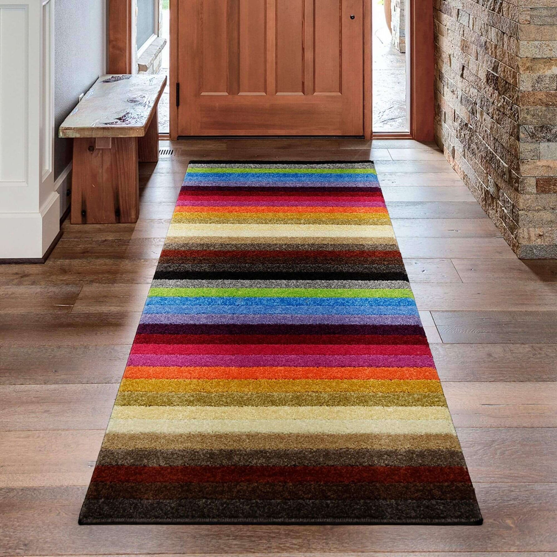 Alya Striped Multicolour Rugs | 117M - Bargainia.com - 