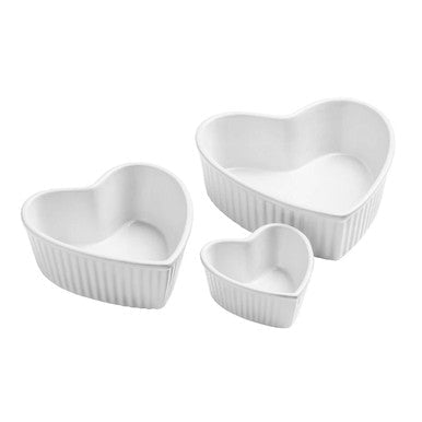 Amour White Set Of 3 Heart Shape Oven Dishes - Bargainia.com - 5018705792781
