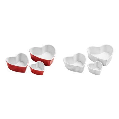 Amour White Set Of 3 Heart Shape Oven Dishes - Bargainia.com - 5018705792781