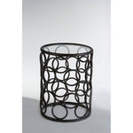 Antalya Black Round Side Table with Glass Top - Bargainia.com - 5018705791968