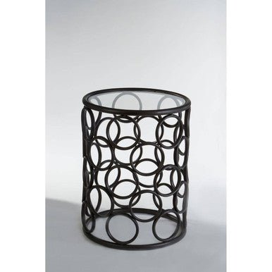 Antalya Black Round Side Table with Glass Top - Bargainia.com - 5018705791968