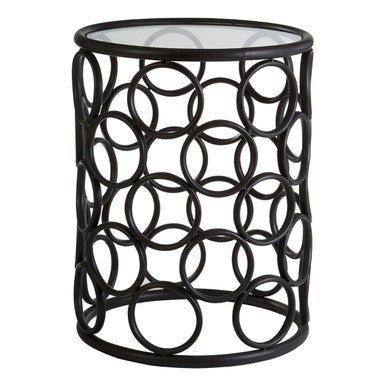 Antalya Black Round Side Table with Glass Top - Bargainia.com - 5018705791968