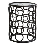Antalya Black Round Side Table with Glass Top - Bargainia.com - 5018705791968