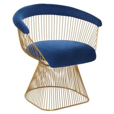Anzio Navy Blue Velvet And Brushed Gold Chair - Bargainia.com - 5018705475448