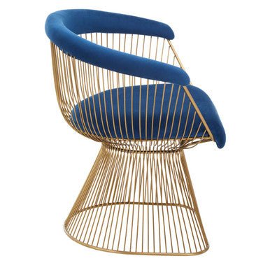 Anzio Navy Blue Velvet And Brushed Gold Chair - Bargainia.com - 5018705475448