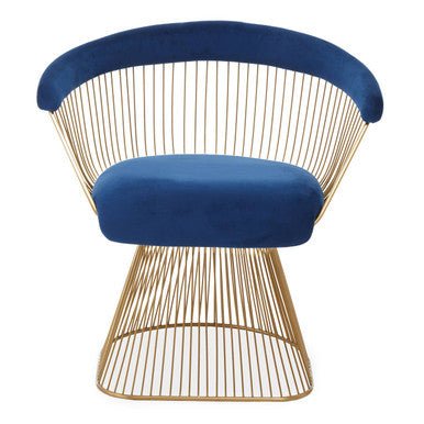 Anzio Navy Blue Velvet And Brushed Gold Chair - Bargainia.com - 5018705475448