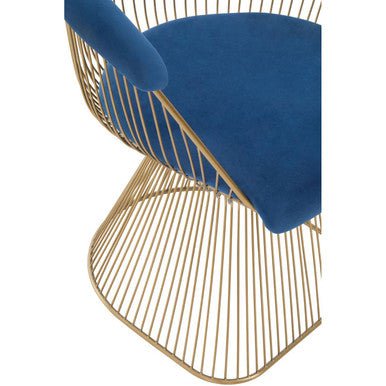 Anzio Navy Blue Velvet And Brushed Gold Chair - Bargainia.com - 5018705475448
