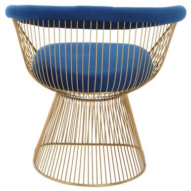 Anzio Navy Blue Velvet And Brushed Gold Chair - Bargainia.com - 5018705475448