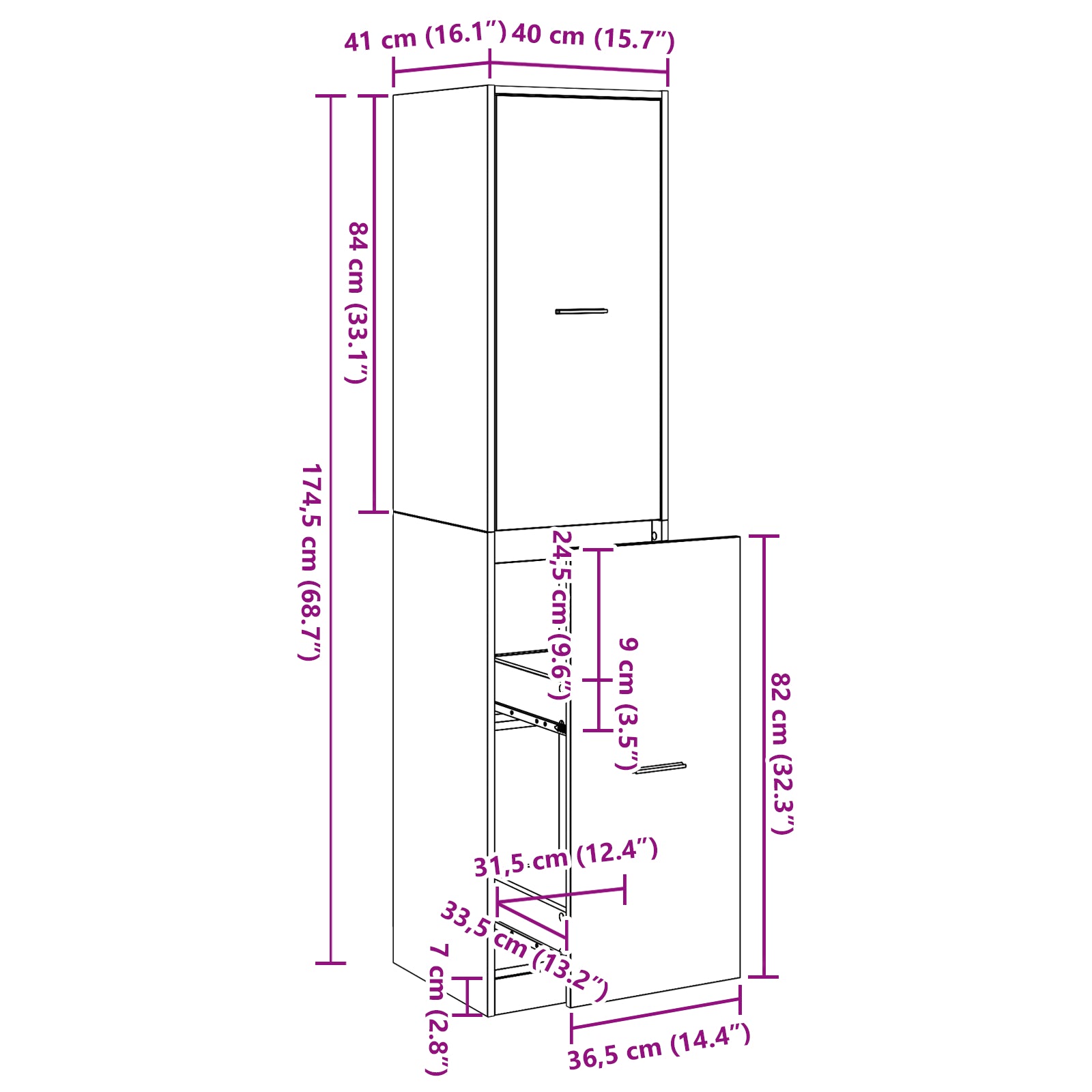 Apothecary cabinet Black Oak 40x41x174.5 cm Engineered Wood - Bargainia.com - 8721288457455 - 3365626