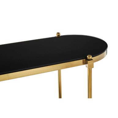 Arezzo 2 Tier Gold Console Table with Black Tempered Glass - Bargainia.com - 5018705414782