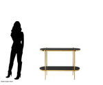 Arezzo 2 Tier Gold Console Table with Black Tempered Glass - Bargainia.com - 5018705414782