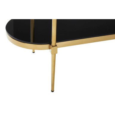 Arezzo 2 Tier Gold Console Table with Black Tempered Glass - Bargainia.com - 5018705414782