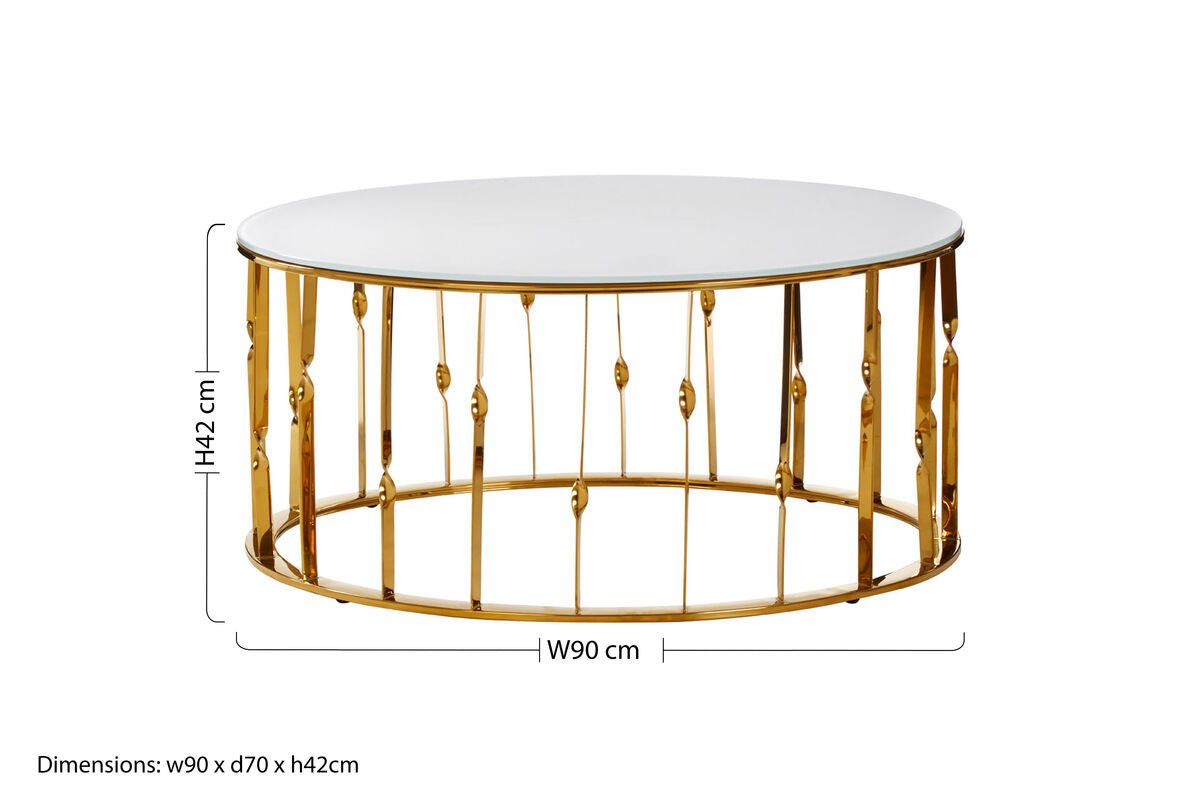 Arezzo Round Coffee Table With Gold Finish Frame - Bargainia.com - 5018705414768
