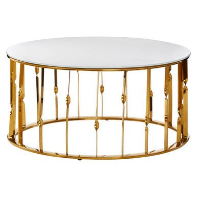Arezzo Round Coffee Table With Gold Finish Frame - Bargainia.com - 5018705414768