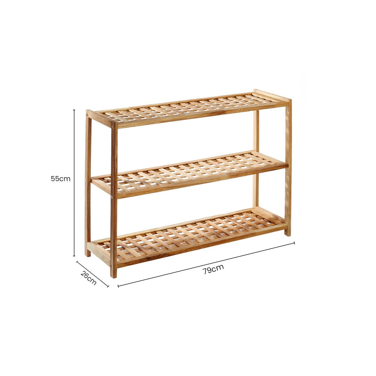 Arla 3 Tier Walnut Wood Grid Design Shoe Rack - Bargainia.com - 5018705711478