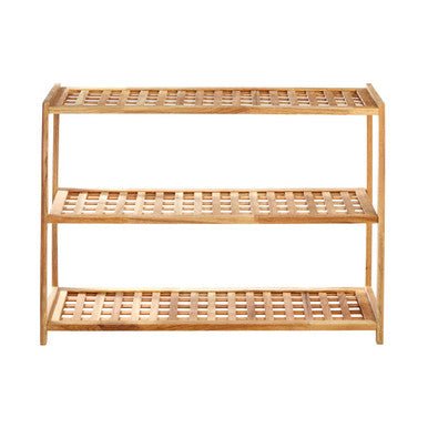 Arla 3 Tier Walnut Wood Grid Design Shoe Rack - Bargainia.com - 5018705711478