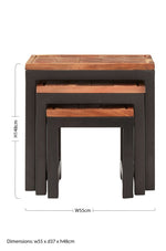 Artisan Set of Three Acacia Wood and Metal Nesting Tables - Bargainia.com - 5018705398396