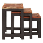 Artisan Set of Three Acacia Wood and Metal Nesting Tables - Bargainia.com - 5018705398396