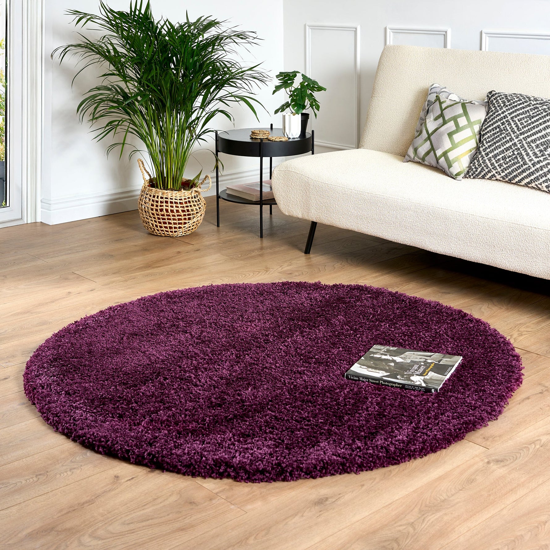 Aubergine Thick Shaggy Rug - California - Bargainia.com - 