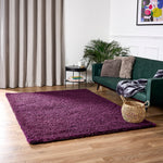 Aubergine Thick Shaggy Rug - California - Bargainia.com - 