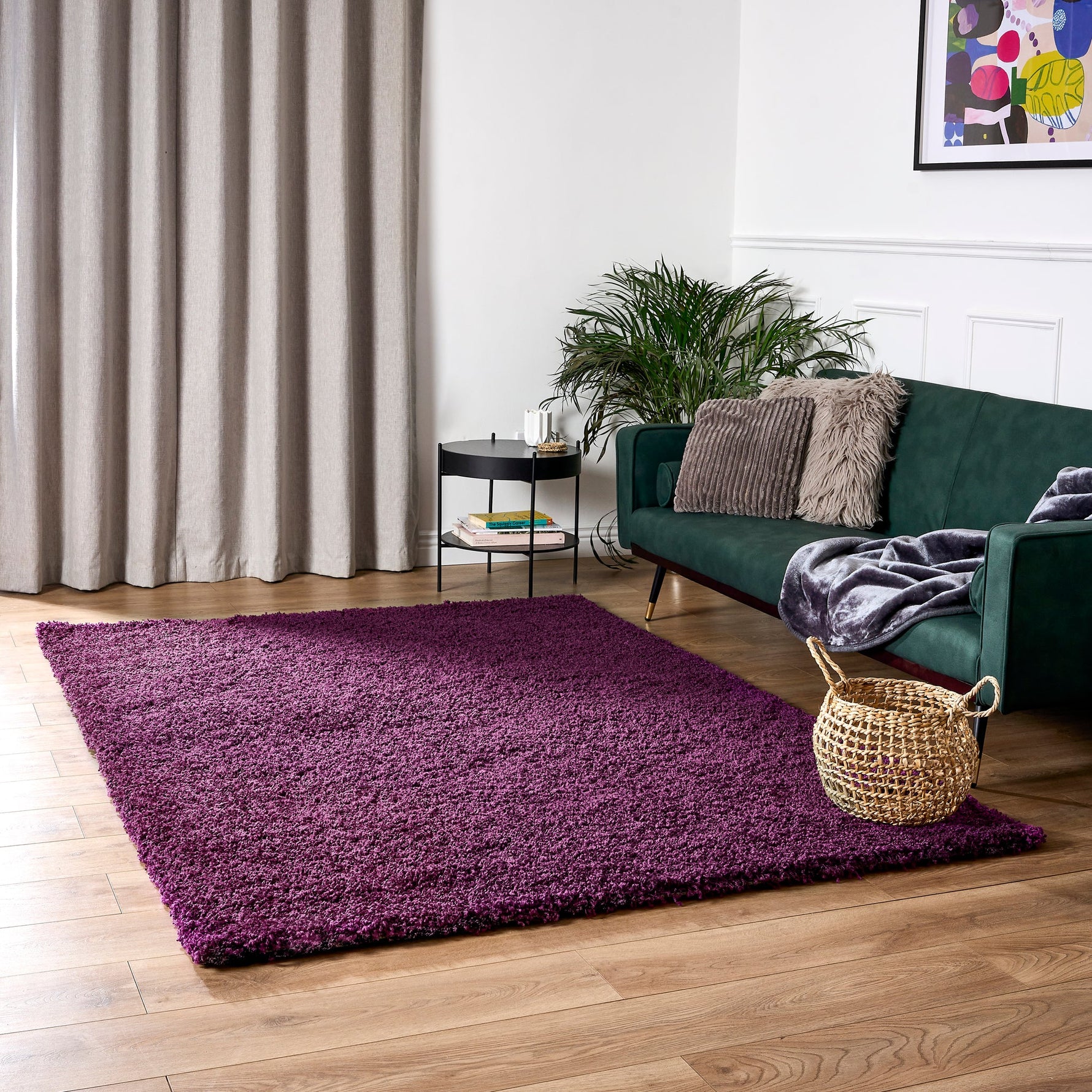 Aubergine Thick Shaggy Rug - California - Bargainia.com - 