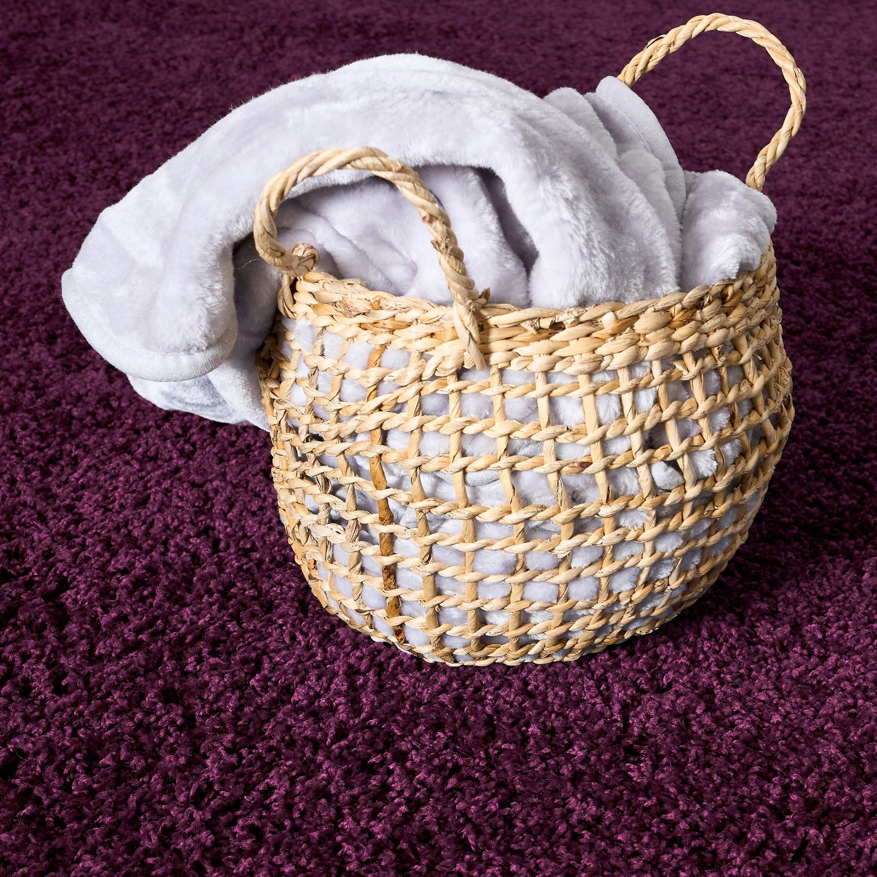 Aubergine Thick Shaggy Rug - California - Bargainia.com - 