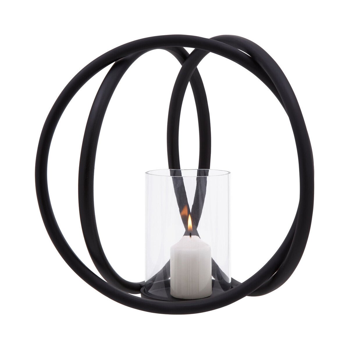 Aura Medium Matte Black Finish Candle Holder - Bargainia.com - 5018705483580