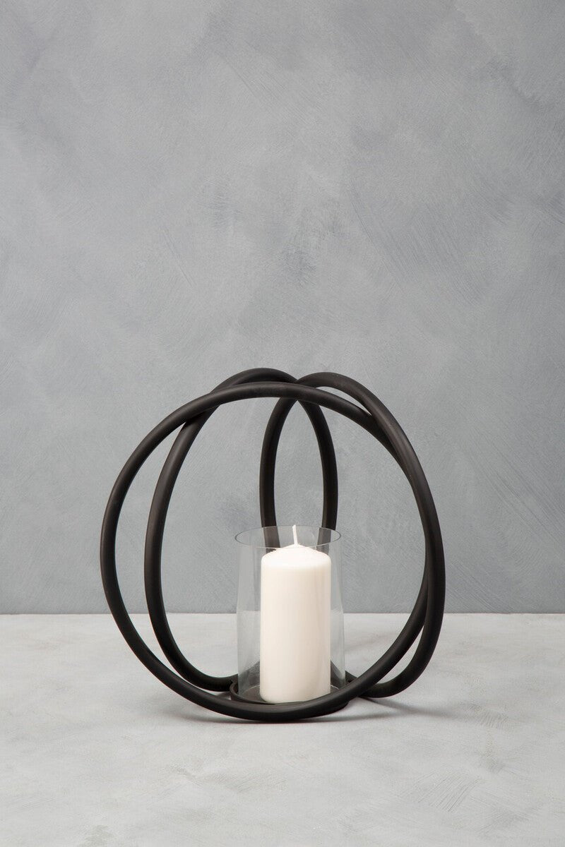 Aura Medium Matte Black Finish Candle Holder - Bargainia.com - 5018705483580