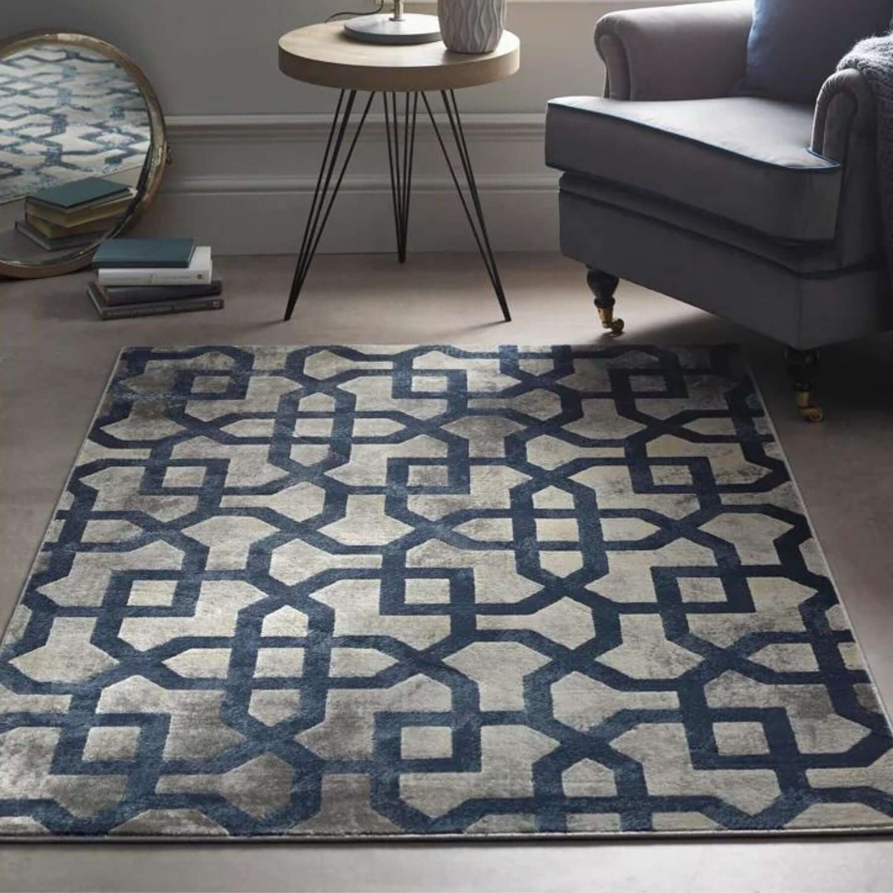 Avanti Navy Moroccan Rug - Bargainia.com - 5026134551022 - AVANTI_GRYBLU_080X150