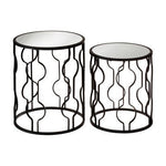 Avantis Black Metal and Mirror Set Of 2 Side Tables - Bargainia.com - 5018705413068