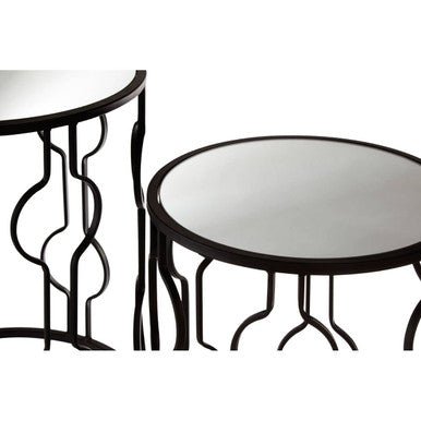 Avantis Black Metal and Mirror Set Of 2 Side Tables - Bargainia.com - 5018705413068