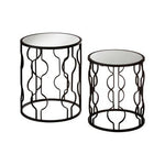 Avantis Black Metal and Mirror Set Of 2 Side Tables - Bargainia.com - 5018705413068